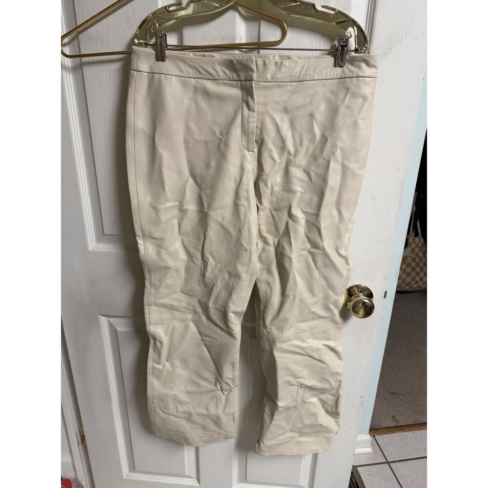 VS2 BY VAKKO Off White SOFT 100% LAMBS LEATHER LINED PANTS Size 14 35x27 New